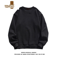 YANXU美式简约基础款纯色圆领卫衣男加绒加厚潮牌百搭休闲长袖上衣