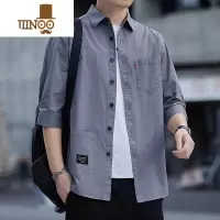 YANXU新款宽松休闲薄款男士长袖衬衫复古日系衬衫外套男款大码衬衣