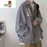 YANXU胖子宽松大码灯芯绒外套男潮牌港风日系感痞帅炸街夹克