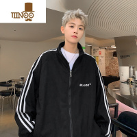 YANXU美式复古条纹外套男2023新款港风潮牌痞帅青少年棒球服夹克