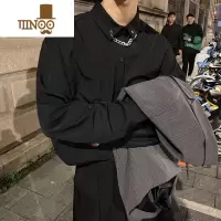 YANXU暗黑禁欲系男装冰丝衬衣dk小众设计感西装打底感长袖衬衫