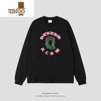 YANXU250g美式圆领长袖T恤男ins国潮牌字母印花宽松hiphop上衣