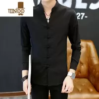 YANXU中国风上衣衬衫男士西装内搭复古风男装衬衣中式唐装立领宽松长袖