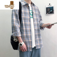 YANXU干活穿的衬衫男工地上班衣服夏季工作服格子衬衣长袖