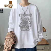 YANXU青少年长袖t恤男新款时尚休闲百搭体恤衫韩版宽松上衣ins