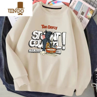 YANXU圆领长袖卫衣男秋季设计感小众休闲上衣宽松卡通美式情侣薄款外套