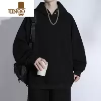 YANXU320g美式连帽卫衣男秋季潮牌宽松纯色长袖t恤情侣打底衫外套