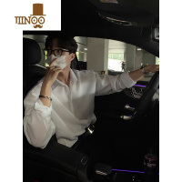 YANXU黑色衬衫男士长袖感痞帅潮轻熟风休闲上衣dk垂感内搭衬衣