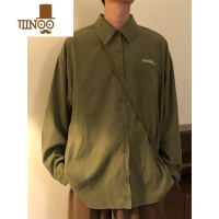 YANXU新款宽松美式复古绿色感长袖衬衫男cityboy休闲衬衣外套