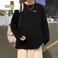 YANXU秋季新款长袖T恤男港风宽松圆领情侣打底衫休闲百搭潮流内搭上衣