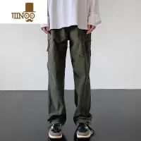 YANXU美式冲锋裤男士春季防水登山裤运动休闲大码伞兵裤子直筒工装长裤