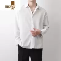 YANXU禁欲系感休闲长袖衬衣宽松雪纺垂坠感冰丝衬衫男韩版潮流