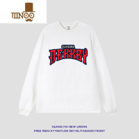 YANXU秋季250g潮牌字母印花长袖t恤男美式设计感宽松街头上衣