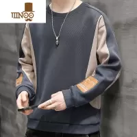 YANXU2023新款拼接长袖T恤男士宽松打底衫休闲内搭卫衣上衣服潮