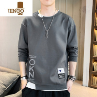 YANXU男士长袖t恤潮牌宽松假套头款卫衣圆领百搭男装上衣服