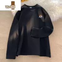 YANXU小狗t恤男oversize宽松无帽卫衣潮牌休闲长袖打底衫大码上衣