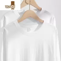 YANXU210g秋季t恤长袖白色打底衫宽松大码正肩上衣打底衫男女