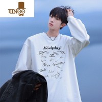 YANXU美式长袖t恤男上衣新款青少年休闲宽松内搭打底衫卫衣