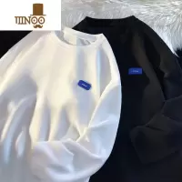 YANXU华夫格长袖T恤男士潮牌衣服宽松简约圆领休闲男生上衣百搭