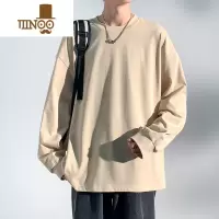 YANXU长袖T恤男简约宽松潮流内搭打底衫休闲学生无帽上衣服