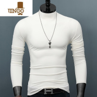 YANXU男士长袖T恤半高领莫代尔打底衫纯色百搭秋季上衣修身韩版体恤潮