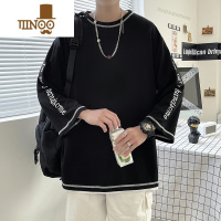 YANXU刺绣冰丝七分袖t恤男潮牌港风潮流oversize夏季薄款短袖体恤衣服