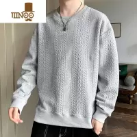 YANXU圆领卫衣男士秋季新款潮流宽松长袖t恤男潮牌提花内搭打底衫T