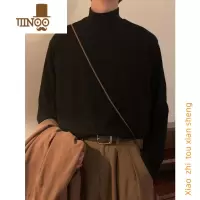 YANXU日系半高领长袖t恤男春保暖卫衣内搭德绒ins百搭叠穿打底衫
