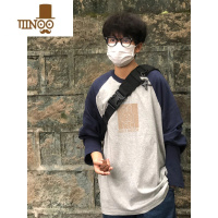 YANXU2023早秋日系少年感插肩长袖t恤男潮流宽松内搭打底上衣