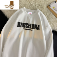 YANXUoversize卫衣男秋季圆领长袖t恤男款美式潮牌2023新款上衣服