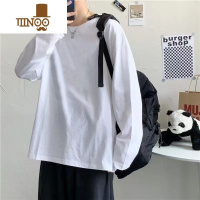 YANXU美式260g秋季长袖t恤男生潮牌宽松纯色打底衫潮流百搭ins上衣