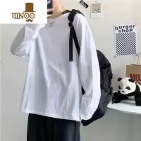 YANXU美式260g秋季长袖t恤男生潮牌宽松纯色打底衫潮流百搭ins上衣