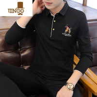 YANXU2023秋季新款长袖polo衫男士韩版潮流翻领t恤男青年休闲棉打底衫