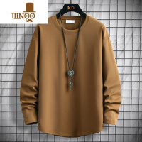 YANXU圆下摆长袖t恤男款宽松简约圆领体恤男薄款秋衣青少年打底衫