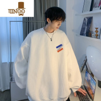 YANXU华夫格小众贴标卫衣男长袖t恤oversize宽松潮牌内搭打底