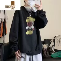 YANXU美式复古动漫圆领卫衣男大码长袖t恤秋衣潮牌打底内搭秋装