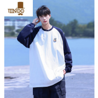 YANXU插肩袖t恤男秋季日系复古cityboy长袖卫衣宽松潮牌内搭打底衫