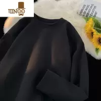 YANXU圆领卫衣男秋季宽松休闲纯色美式oversize潮牌长袖t恤男款上衣服