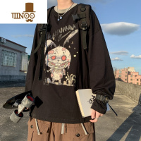 YANXU秋装t恤男长袖韩版宽松上衣潮流百搭帅气港风圆领卫衣外套