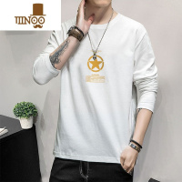 YANXU美式印花帅气男士长袖t恤秋装圆领宽松体恤男装打底衫