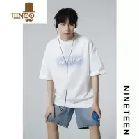 YANXU十九秋/2023夏季新款潮牌印花学生青少年宽松短袖T恤半袖男生ins