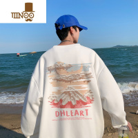 YANXU400克雪山卫衣男圆领大码落肩长袖上衣美式复古外套潮牌