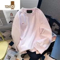 YANXU粉色美式小众vintage薄款休闲卫衣男女潮牌内搭打底长袖上衣