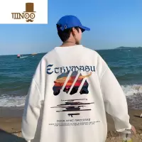 YANXUoversize美式400克圆领卫衣男生款hiphop长袖上衣服潮牌