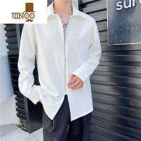 YANXU感炸街衬衫男设计感小众潮ins痞帅拉链外套轻奢内搭长袖衬衣