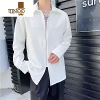 YANXU感炸街衬衫男设计感小众潮ins痞帅拉链外套轻奢内搭长袖衬衣