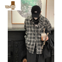 YANXU19studio 经典百搭款复古黑白格子衬衫男宽松衬衣外套
