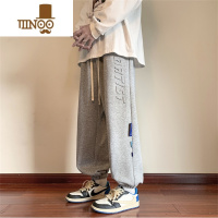 YANXU男士卫裤夏季薄款宽松束脚灰色潮牌运动裤子中学生休闲长裤子