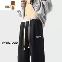YANXU休闲裤男秋季vintage基础款百搭宽松直筒运动裤美式潮牌裤子