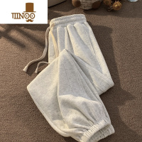 YANXU白花灰卫裤男夏季美式复古潮牌宽松束脚运动裤百搭感休闲裤子